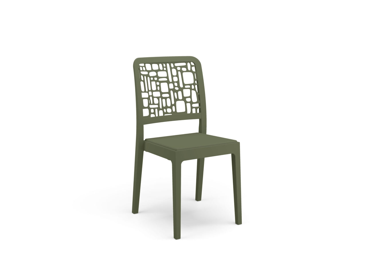 Sedia da esterno in plastica verde oliva Medea 51x46x88 cm - Areta