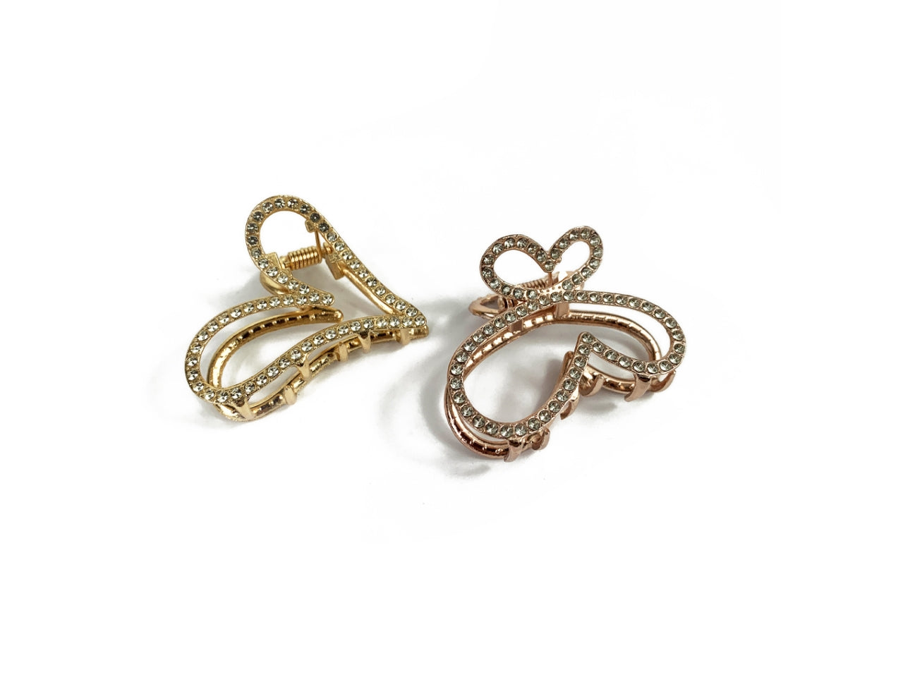 Pinza con strass farfalla/cuore