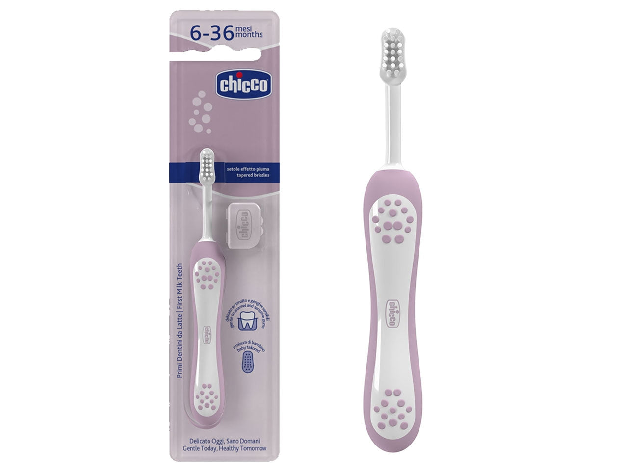 Spazzolino primi denti Oral Care Chicco con setole ultra morbide e impugnatura ergonomica colore lilla, 6-36 mesi