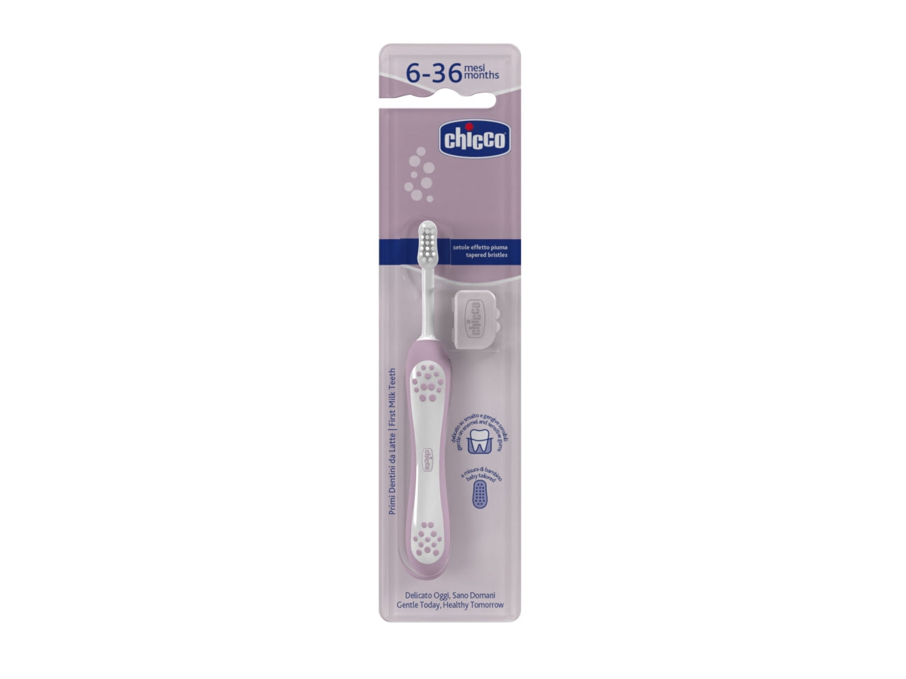 Spazzolino primi denti Oral Care Chicco con setole ultra morbide e impugnatura ergonomica colore lilla, 6-36 mesi