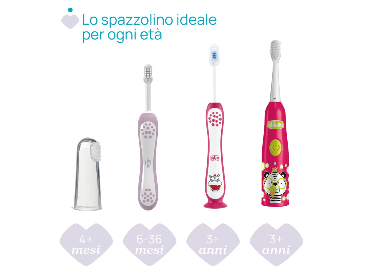 Spazzolino primi denti Oral Care Chicco con setole ultra morbide e impugnatura ergonomica colore lilla, 6-36 mesi
