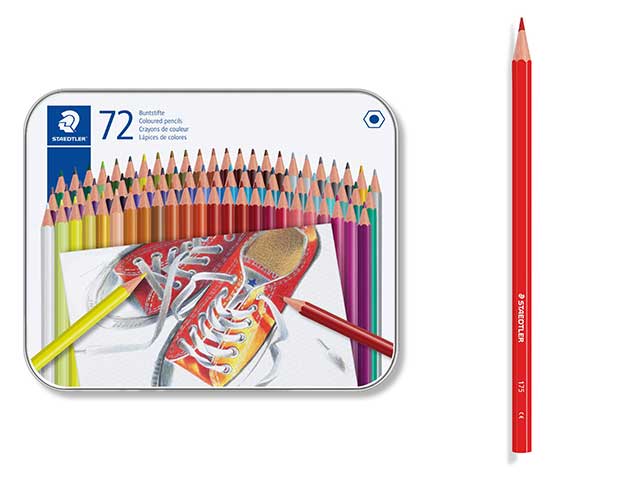 Matita disegni Staedtler colorata esagonale con astuccio inmetallo colori assortiti