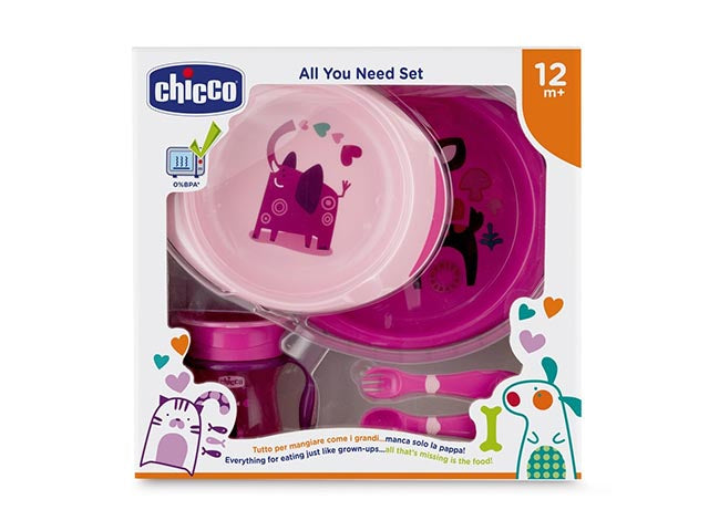 Chicco Set Pappa 12M+ con Tazza Piatti e Posate Rosa