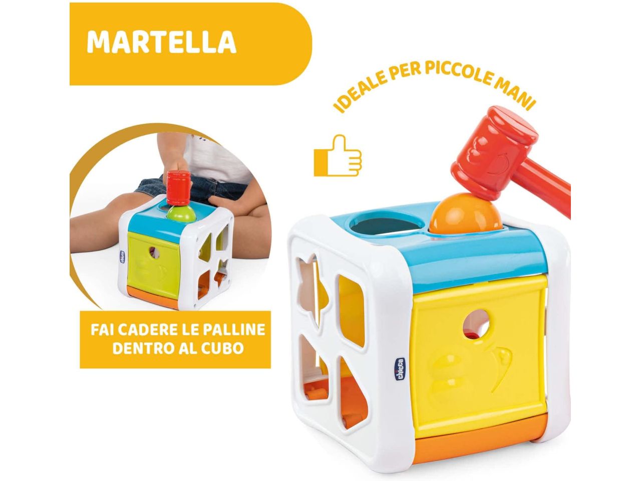 Chicco Cubo Incastra e Martella 2 in 1 Gioco Educativo