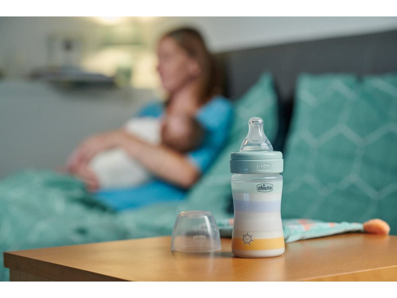 Chicco Biberon Flusso Lento con Tettarella Physio in Silicone 150 ml 0 Mesi+ Azzurro