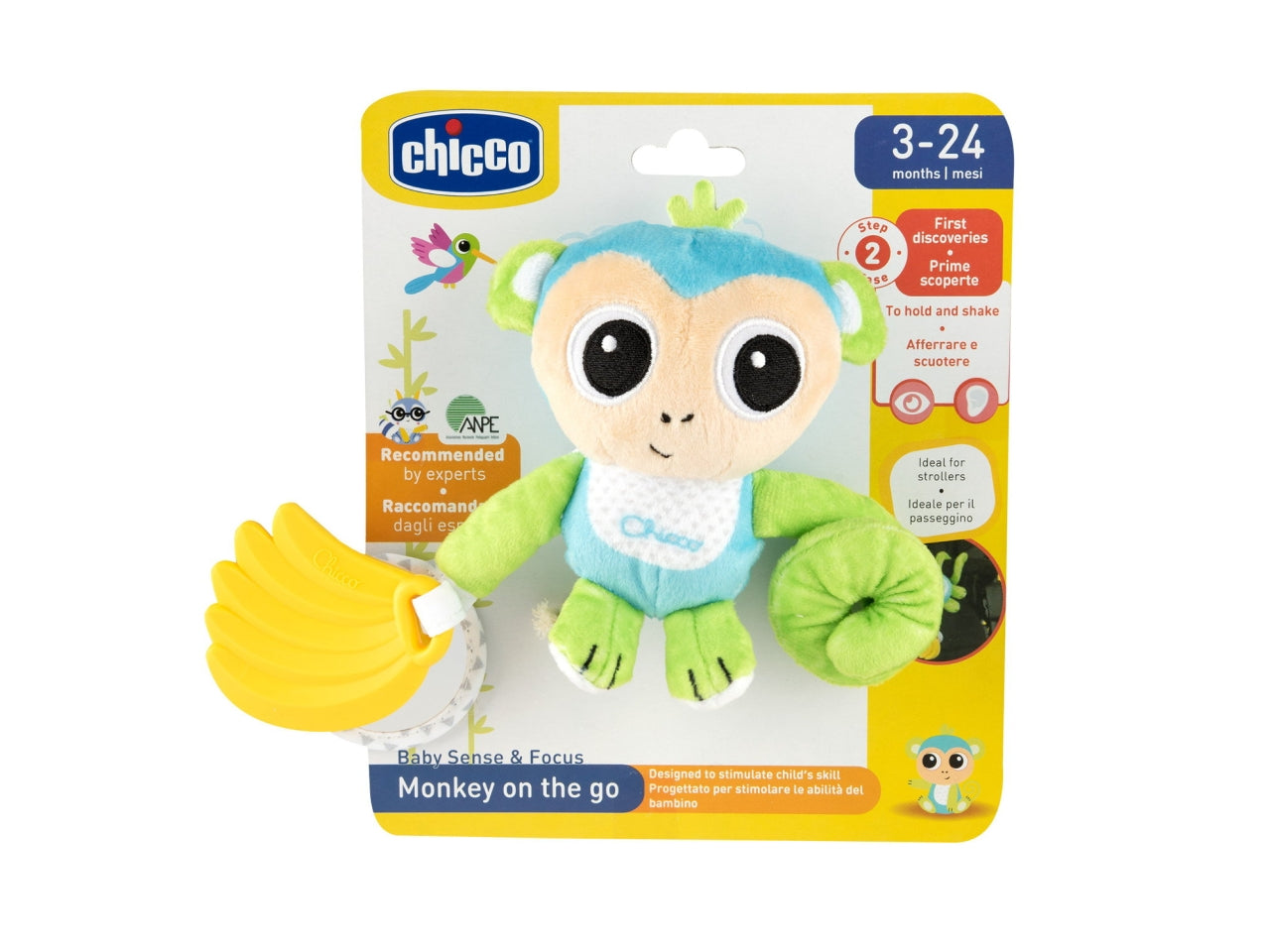 Chicco Sonaglio Scimmia Sonaglio con Massaggiagengive e Specchio