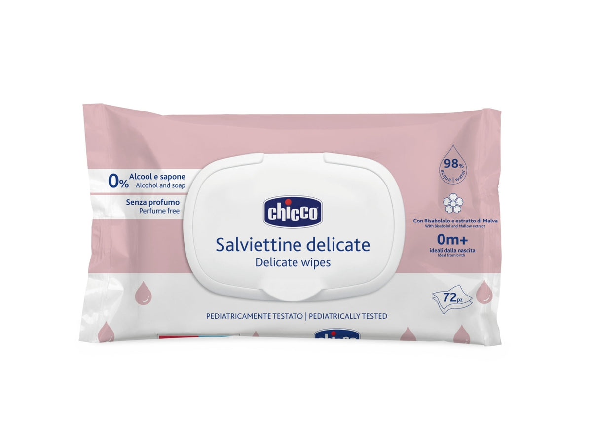 Salviette delicate Chicco in tessuto per pelli sensibili, 72 pezzi con coperchio apri e chiudi$