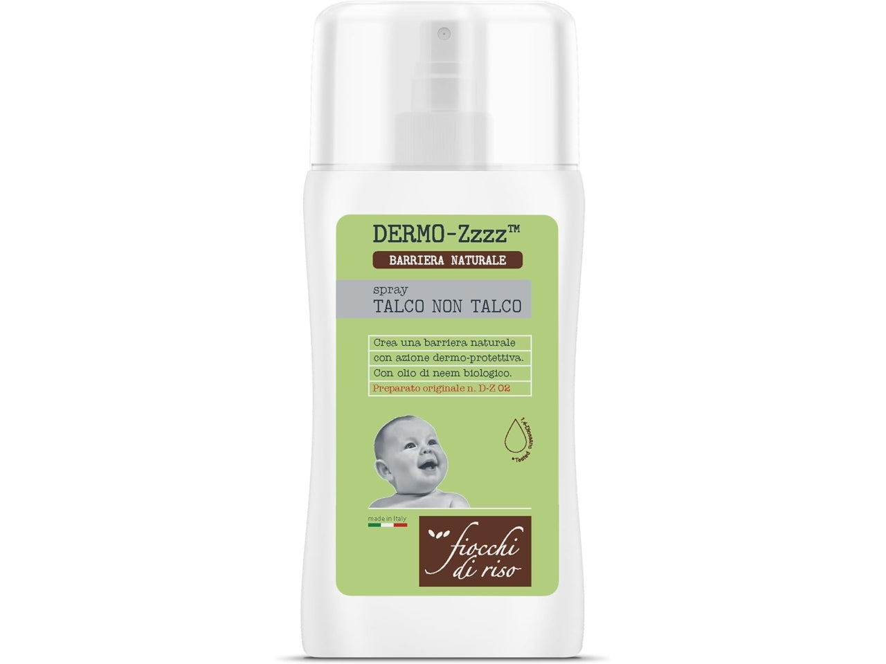 Talco non talco Dermo zzz 100 ml spray, con azione dermo protettiva, Made in Italy - Fiocchi di Riso