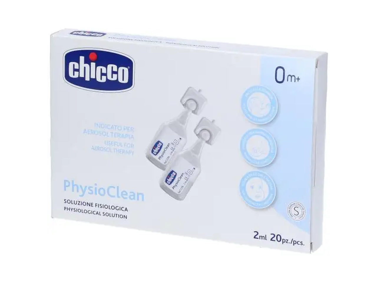 Soluzione Physioclean fisiologica salina isotonica, formato da 2 ml, 20 flaconi - Chicco