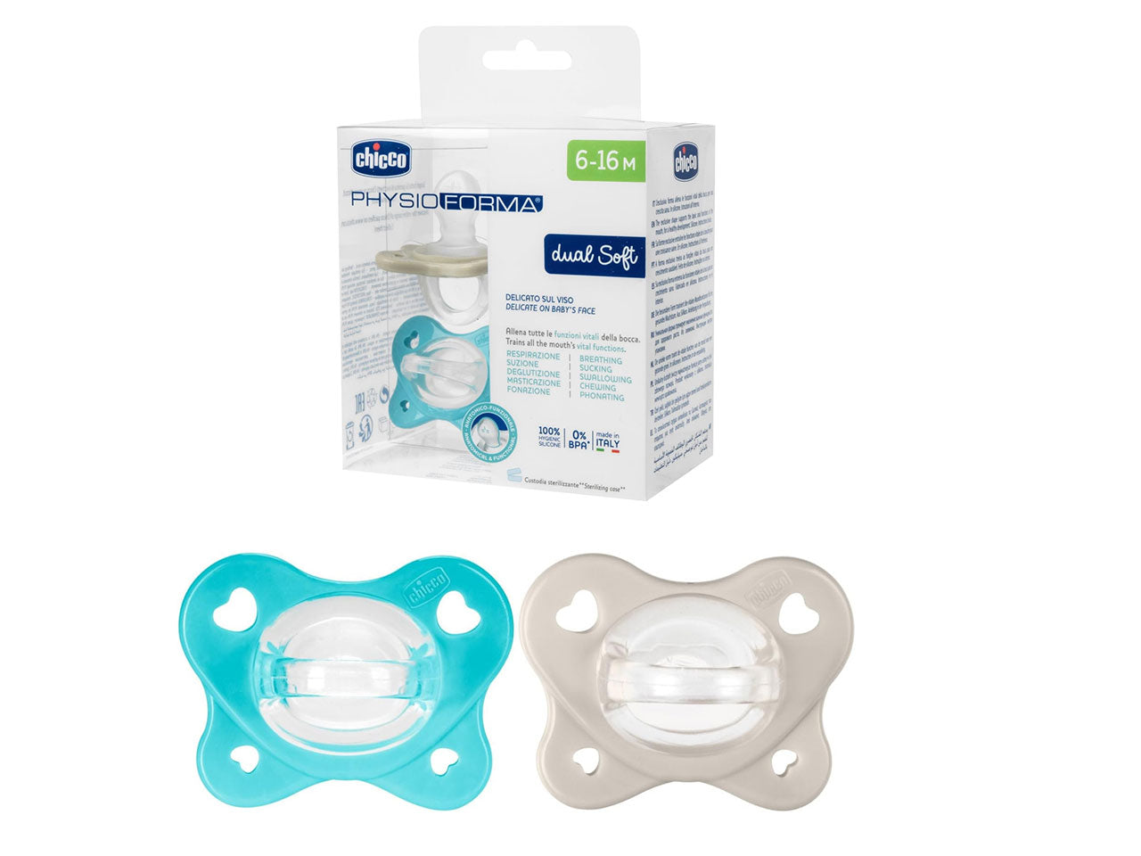 Succhietto gommotto PhysioForma Dual Soft 6-16M - 2 pezzi | Chicco