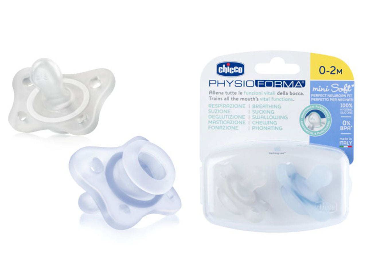 Set di 2 mini gommotti azzurri 0-2m, Adatto per 0-2 mesi | Chicco