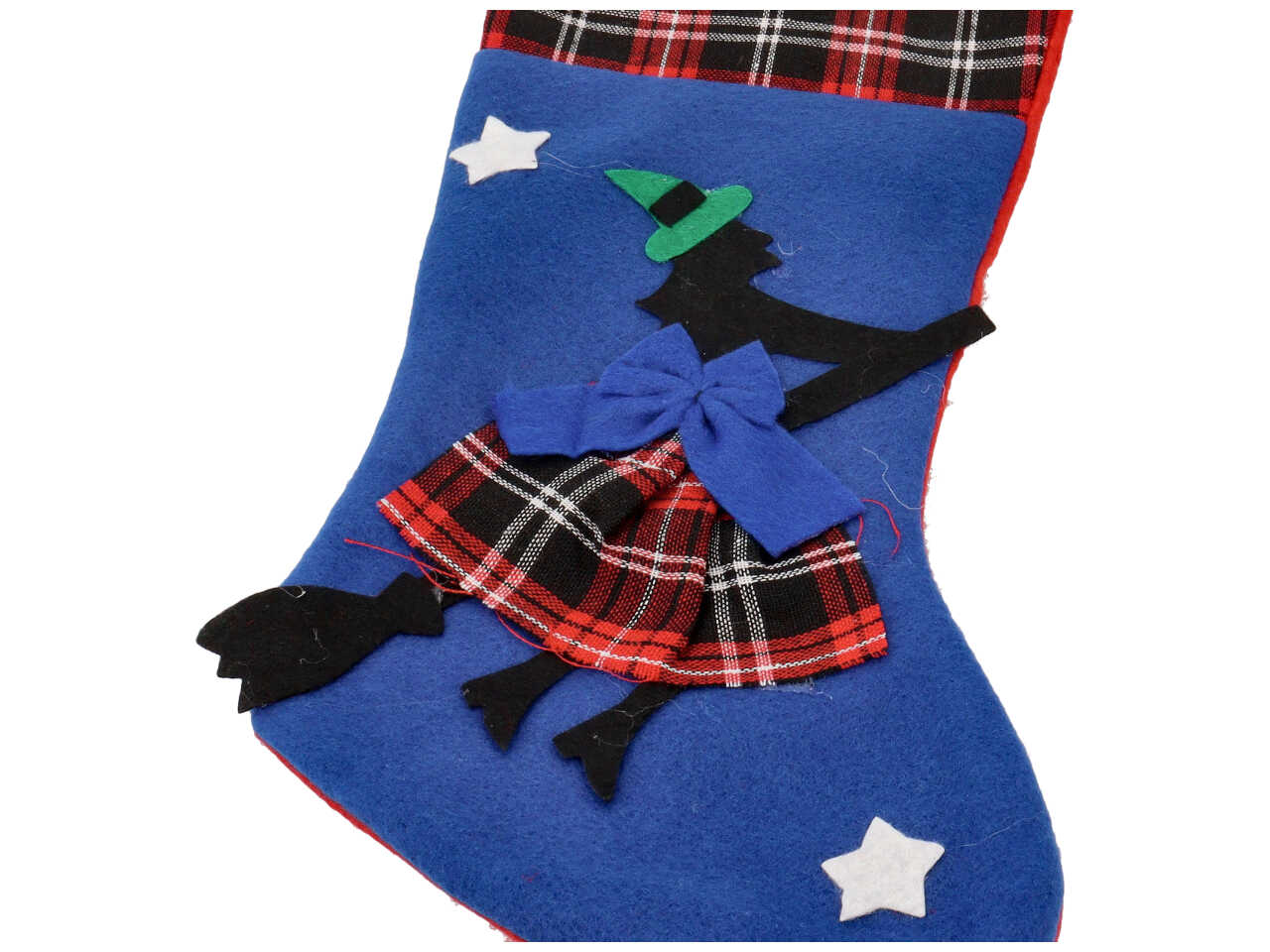 Calza carmen n.2 in panno con applicazione befana misura h.40cm