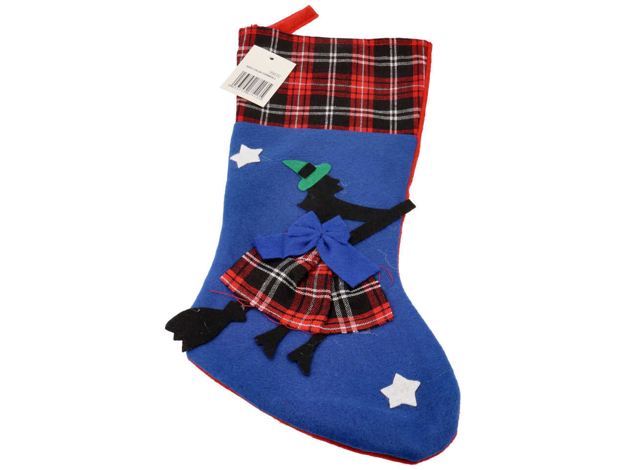 Calza carmen n.2 in panno con applicazione befana misura h.40cm