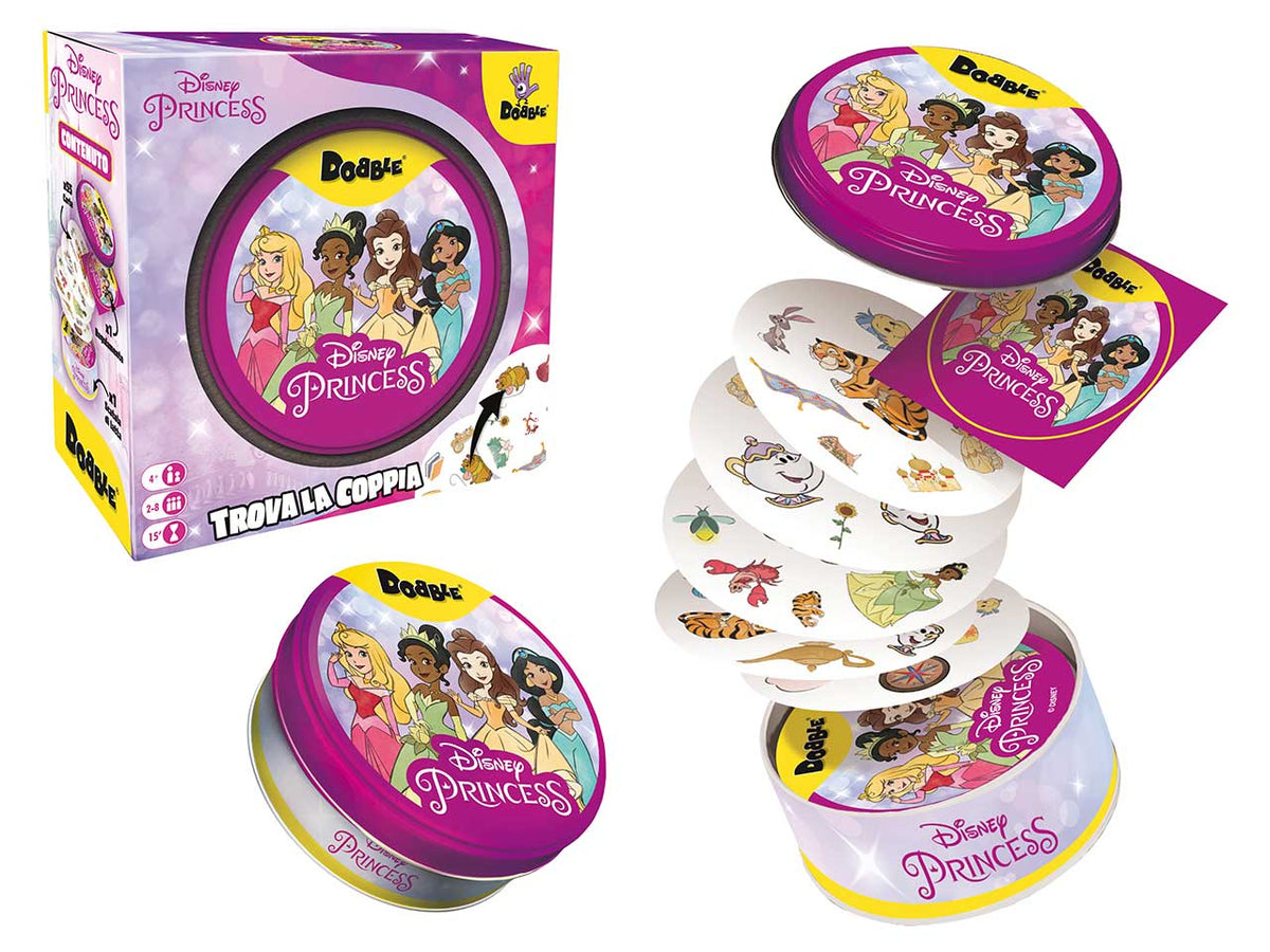 Dobble Principesse Disney: Gioco Familiare Divertente con le Principesse Disney, per 2-8 Partecipanti, Dai 4 Anni in su, Versione Italiana