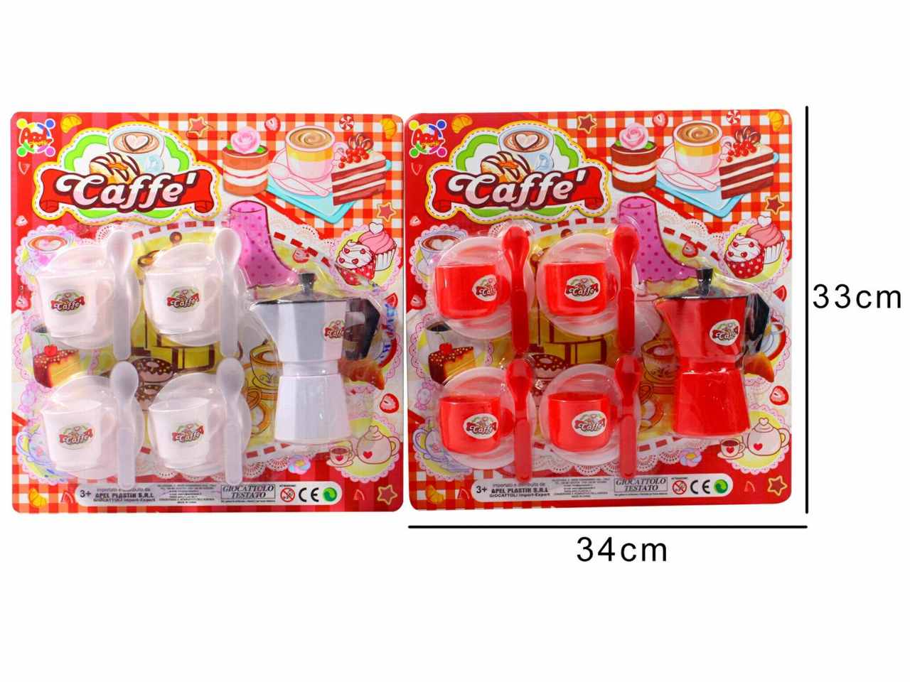 Set tazziene e caffettiera, colori assortiti