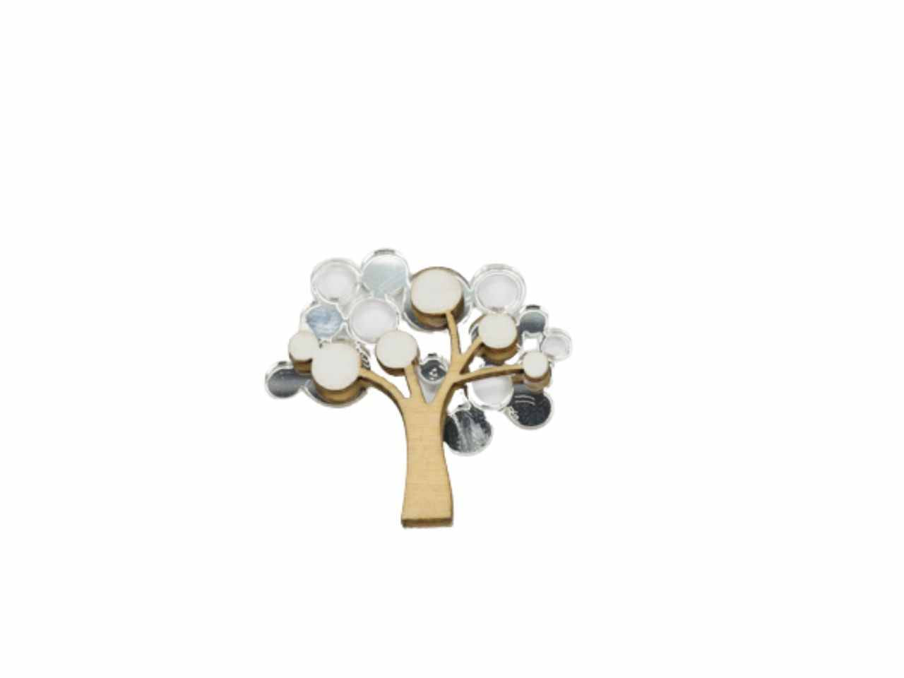 Applicazione albero vita in legno e plexiglass colore argento