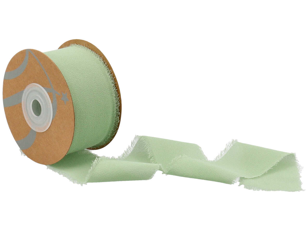 Nastro di seta con frangia colore verde salvia 40x15mt