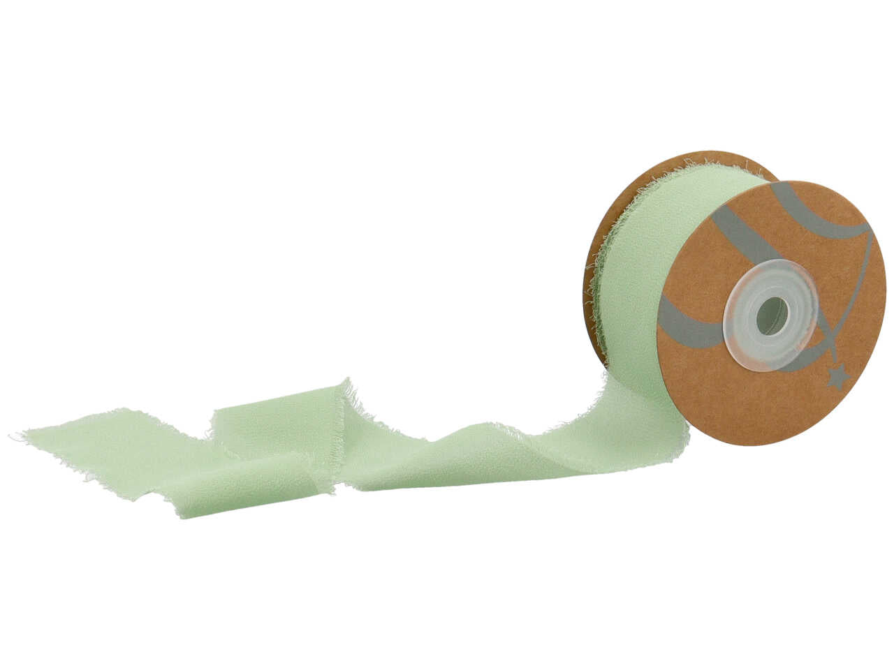 Nastro di seta con frangia colore verde salvia 40x15mt