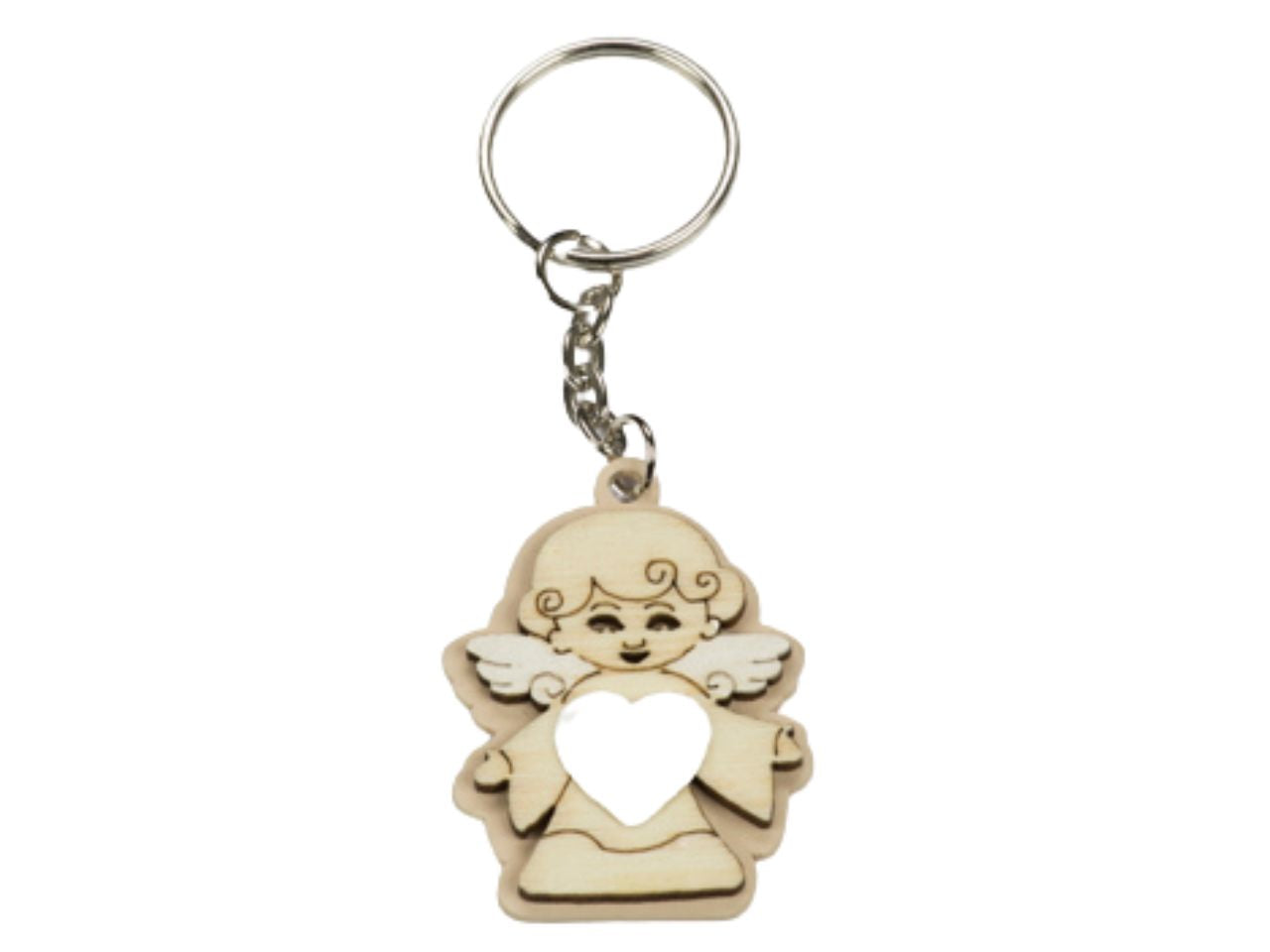 Portachiavi con angioletto in legno