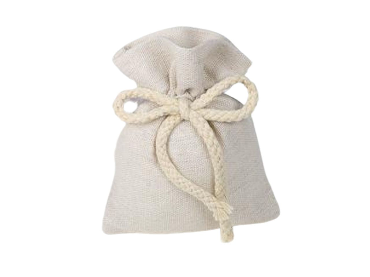 Sacchetto in cotone con fiocco e cordone misura 10x12cm panna
