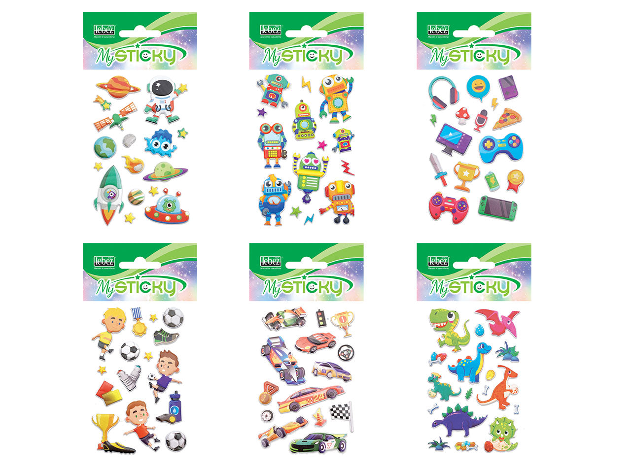 Stickers 3D bambini assortiti in plastica gommata - MySticky