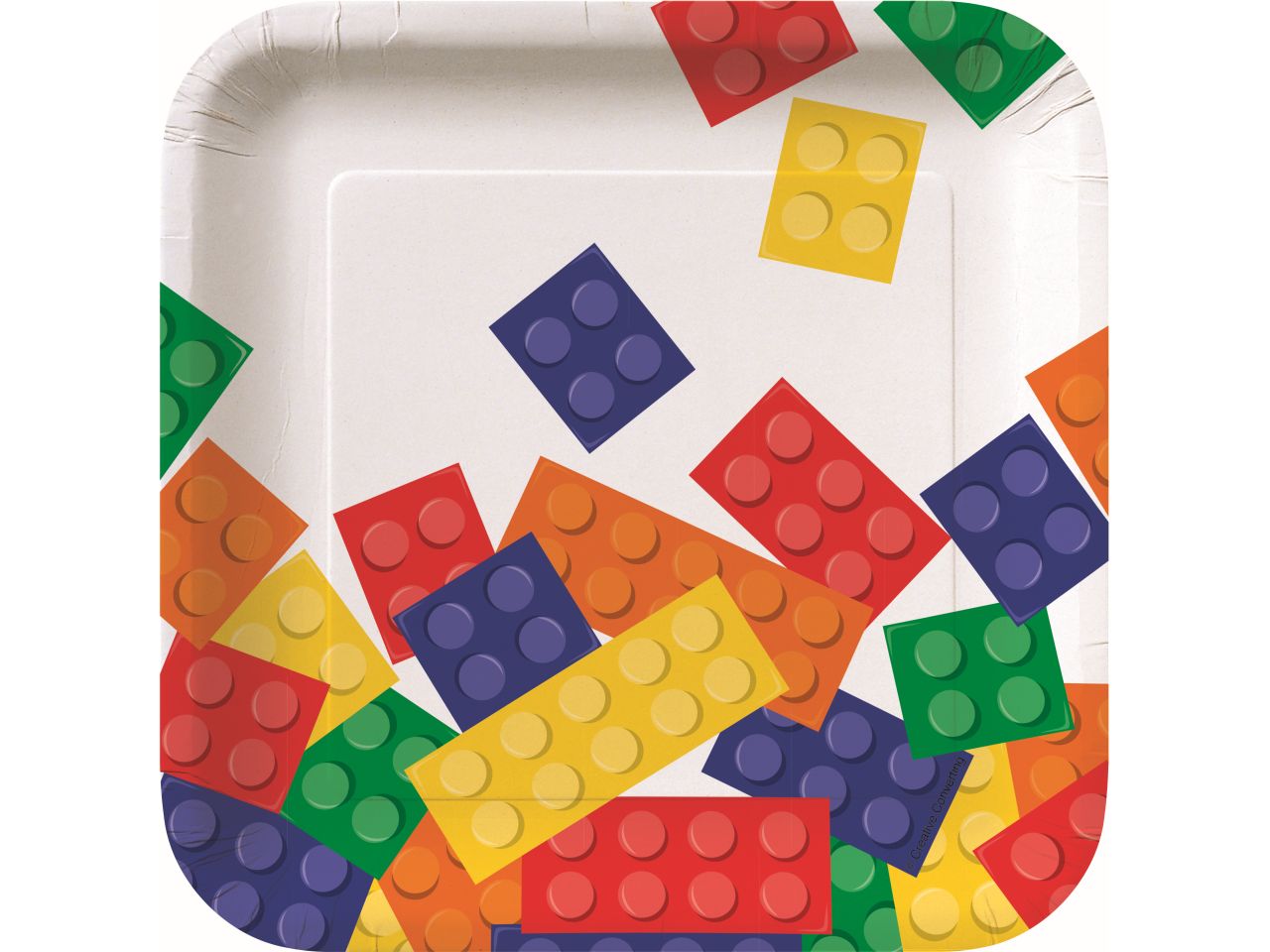 Piatto quadrato block party misura 18cm - la confezione comprende 8 piatti