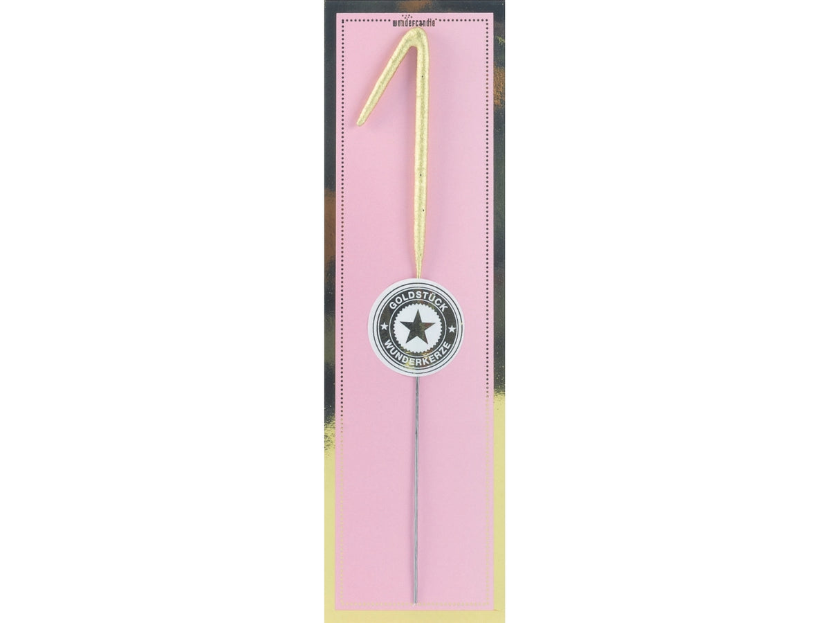 Candela scintillante in metallo h.18cm oro numero 1