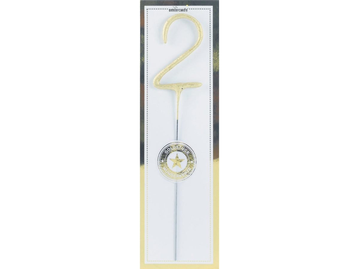 Candela scintillante in metallo h.18cm oro numero 2