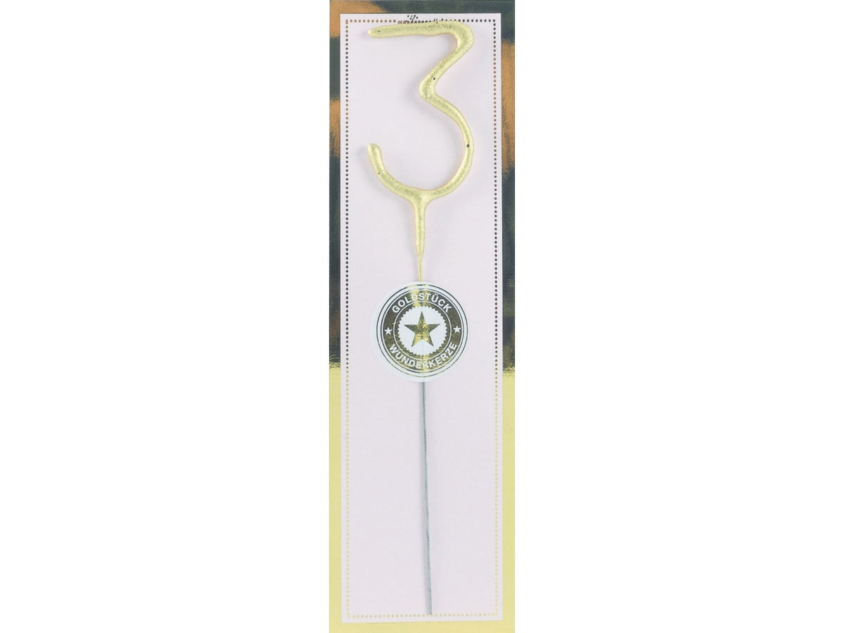 Candela scintillante in metallo h.18cm oro numero 3