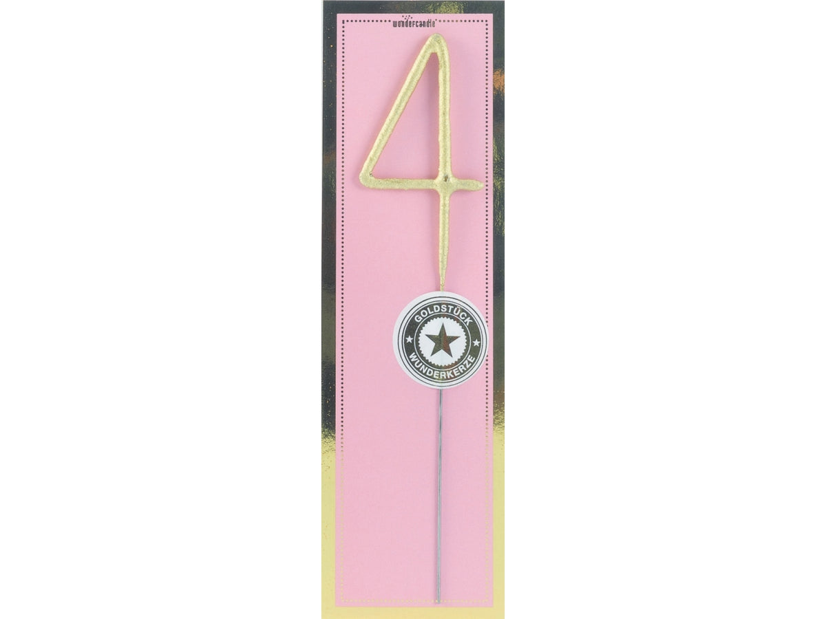 Candela scintillante in metallo h.18cm oro numero 4