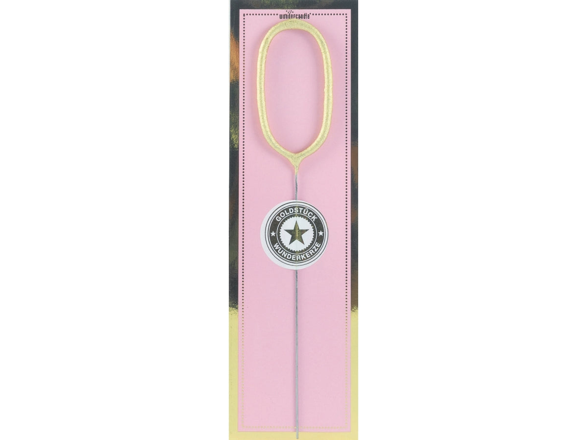 Candela scintillante in metallo h.18cm oro numero 0