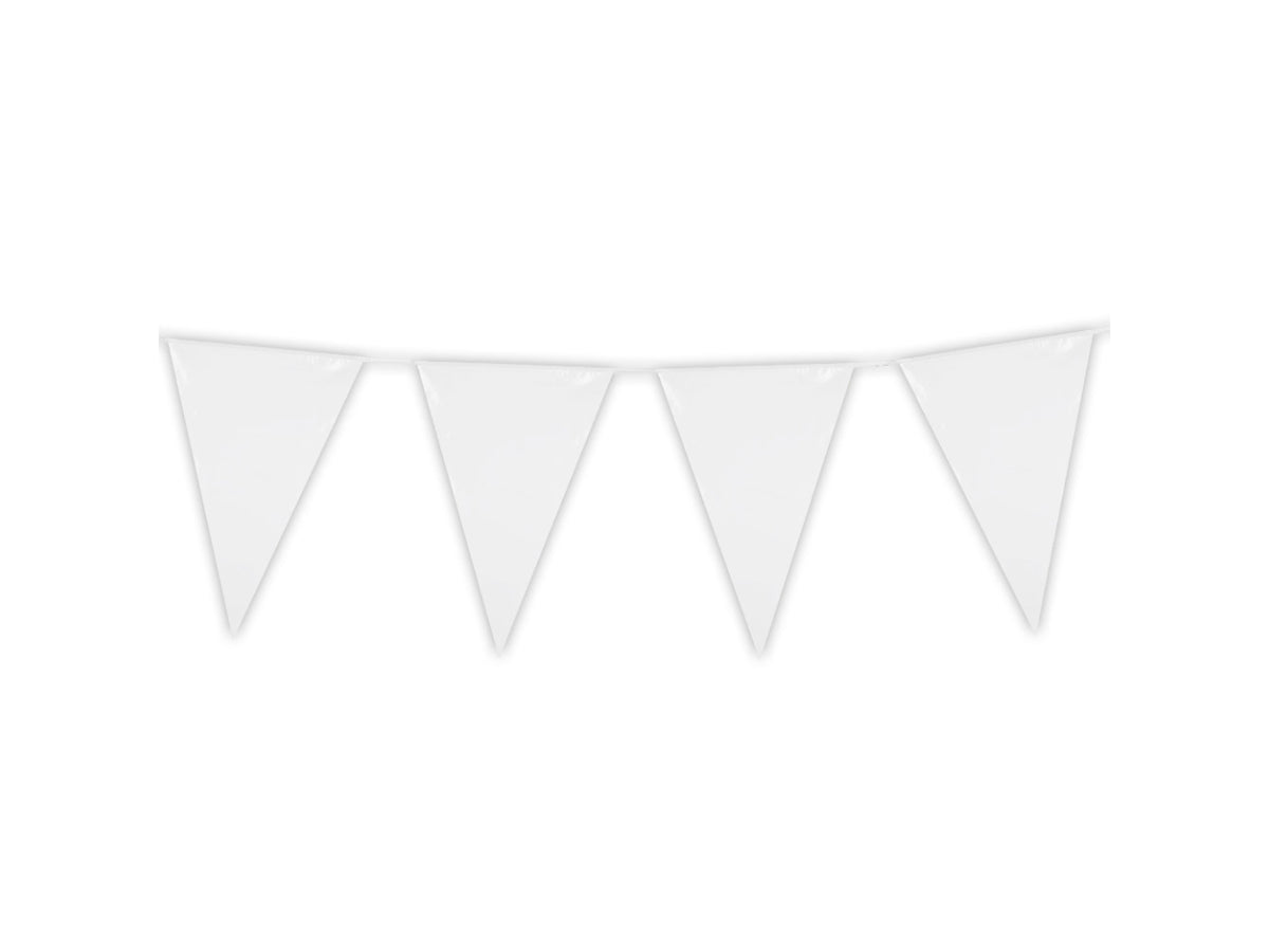 Festone bandierine 10 metri plastica bianco
