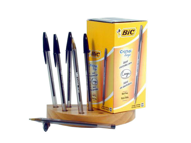 Penna a sfera bic cristal large, trarente per controllare il livello di inchiostro nera 1,6 mm