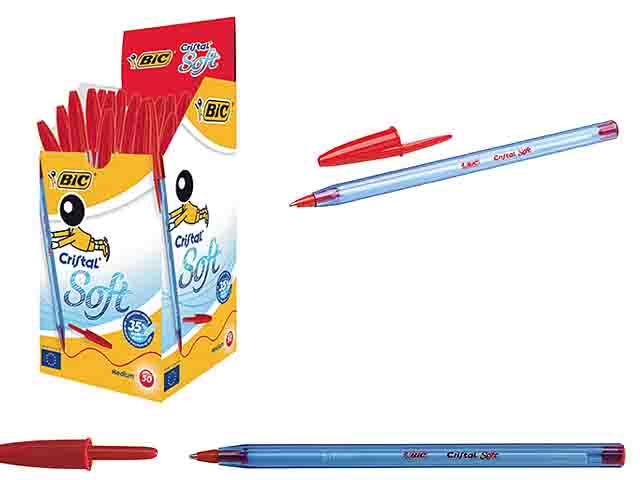 Penna a sfera bic cristal soft, punta media rossa 1,2 mm