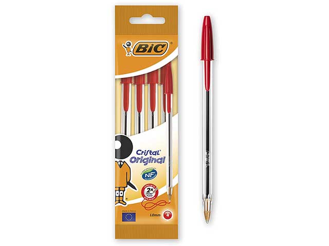 Penna a sfera bic cristal original, tratto di scrittura medio rossa 1,0 mm