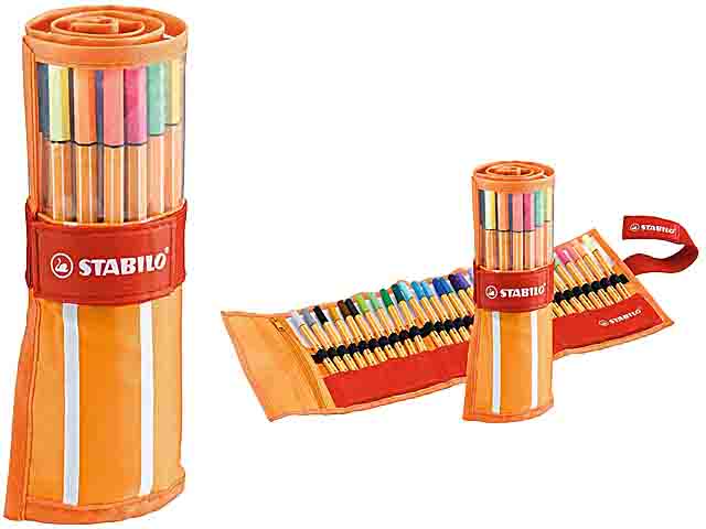 Pennarelli Fineliner STABILO Point 88 Rollerset da 30 Colori Assortiti Punta 0.4 mm