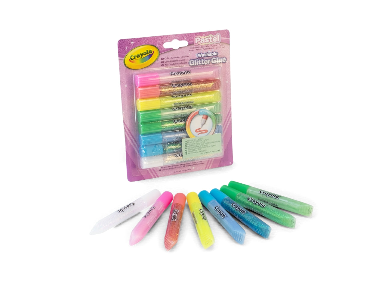 Colle Glitter Lavabili Crayola Pastel set 8 tubi