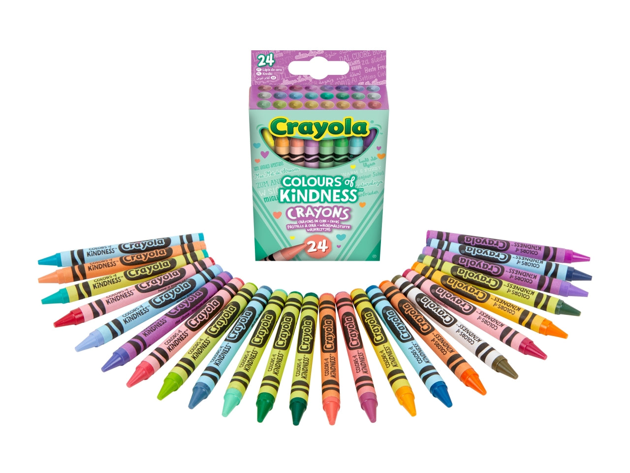Set Pastelli a Cera Colours of Kindness 24 Pezzi - Multicolor, 7,2x3x10 cm, 131 gr, Cera, Certificato CE, Unisex, Età 3+ | Crayola