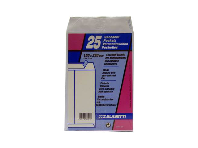 Buste a sacco Blasetti in carta bianco 80gr 16x23cm