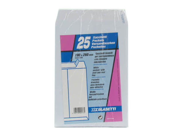 Buste a sacco Blasetti in carta bianco 80gr 16x26cm