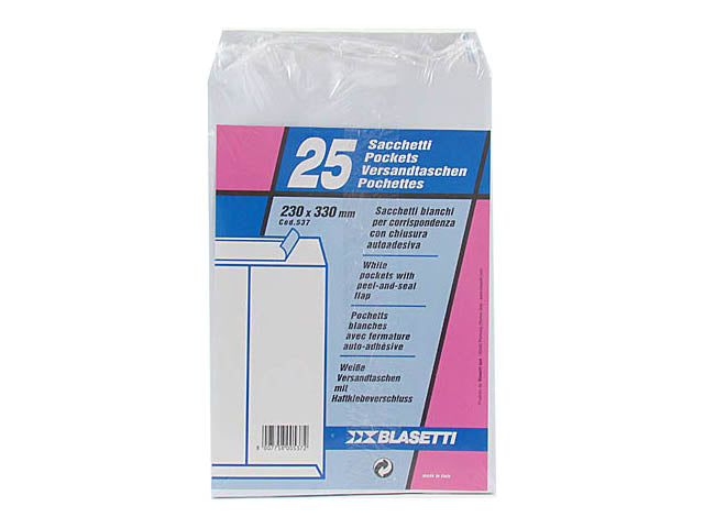 Buste a sacco Blasetti in carta bianco 80gr 23x33cm