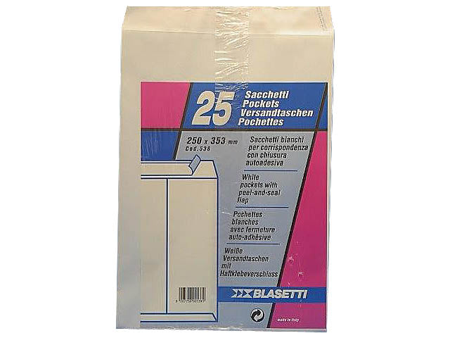 Buste a sacco Blasetti in carta bianco 80gr 25x35,3cm