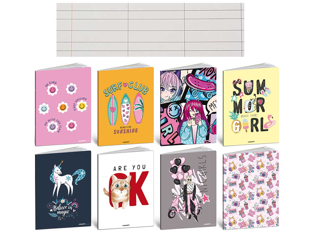 Maxi quaderno A4 80gr Kid Girl, rigo A, 1°e 2° elementare, confezione da 10 pezzi assortiti, 20+1 fogli - Blasetti