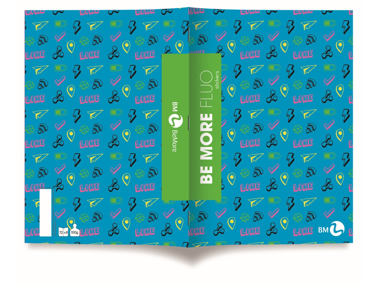 Quaderni maxi fluo linea be more different formato 21x29,7, pagine 72+r, rigatura 5 mm confezione da 10 quaderni