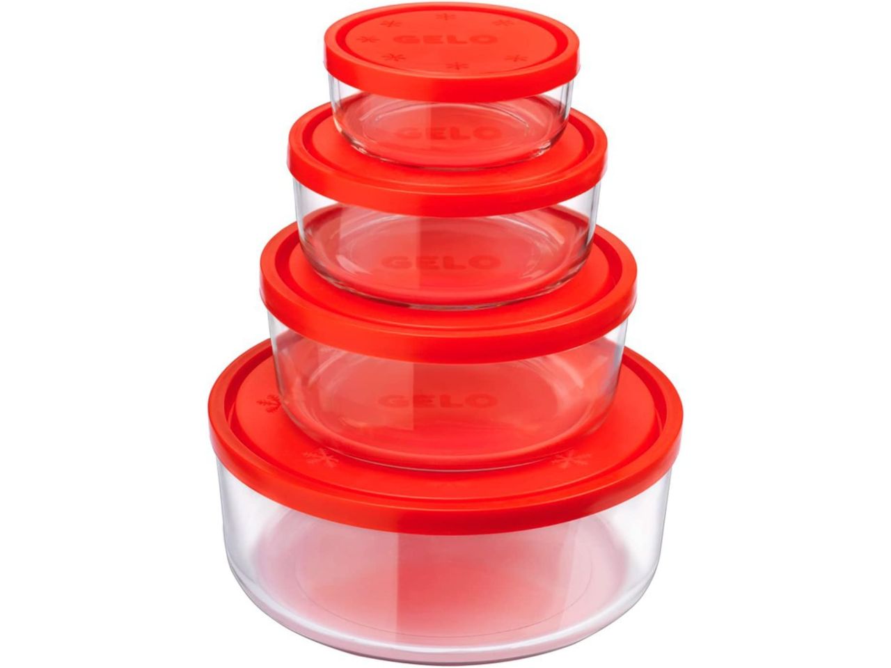 Contenitori in vetro tondi Gelo box con coperchio, set 4 contenitori da 11-15-18 e 23cm