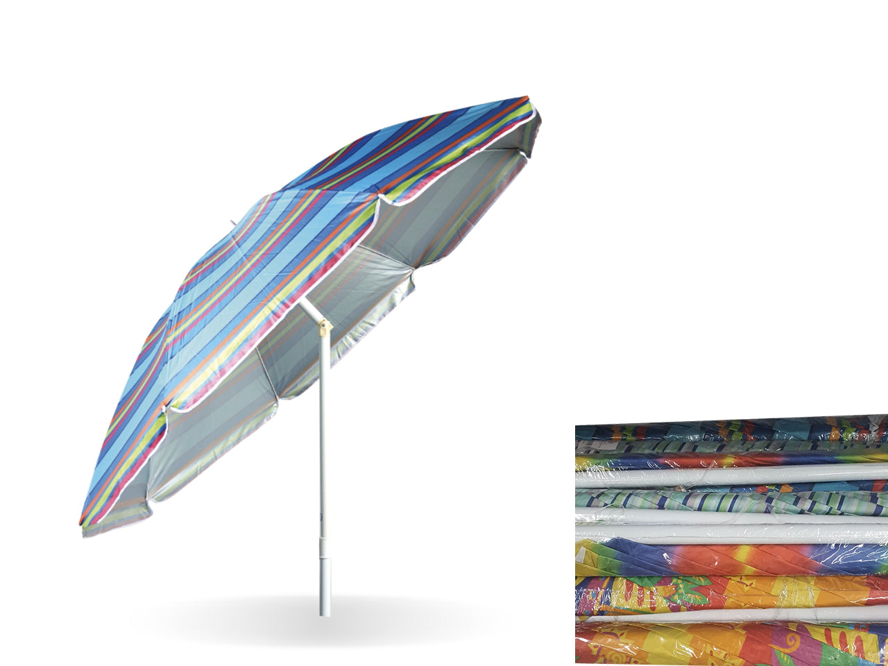 Ombrellone da spiaggia rimini multicolor a righe d.180 cm, Rimini - BTX