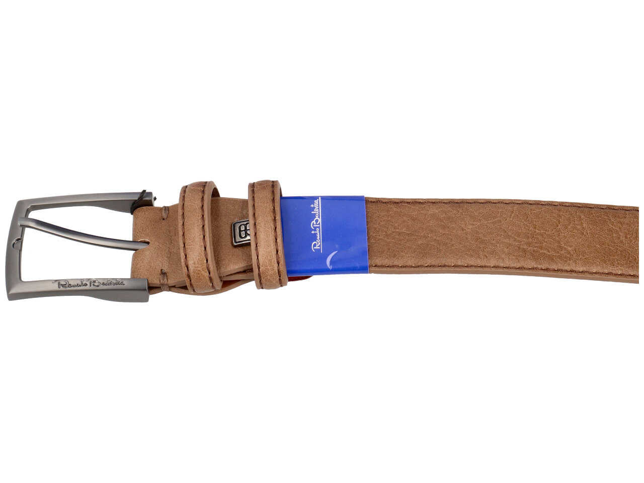 Cintura da uomo cuoio in pelle martellata con fibbia nera satinata, 3,5 cm in taglie assortite dalla 115 alla 130 cm - Renato Balestra