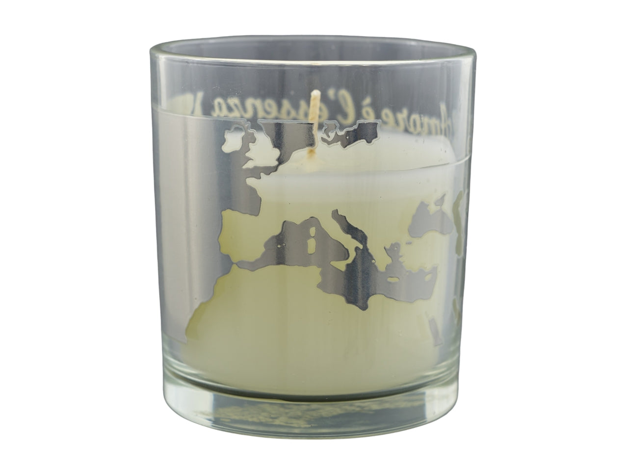 Candela vetro bianco e argentato bomboniera nozze vaniglia, 9x8cm - Melograno