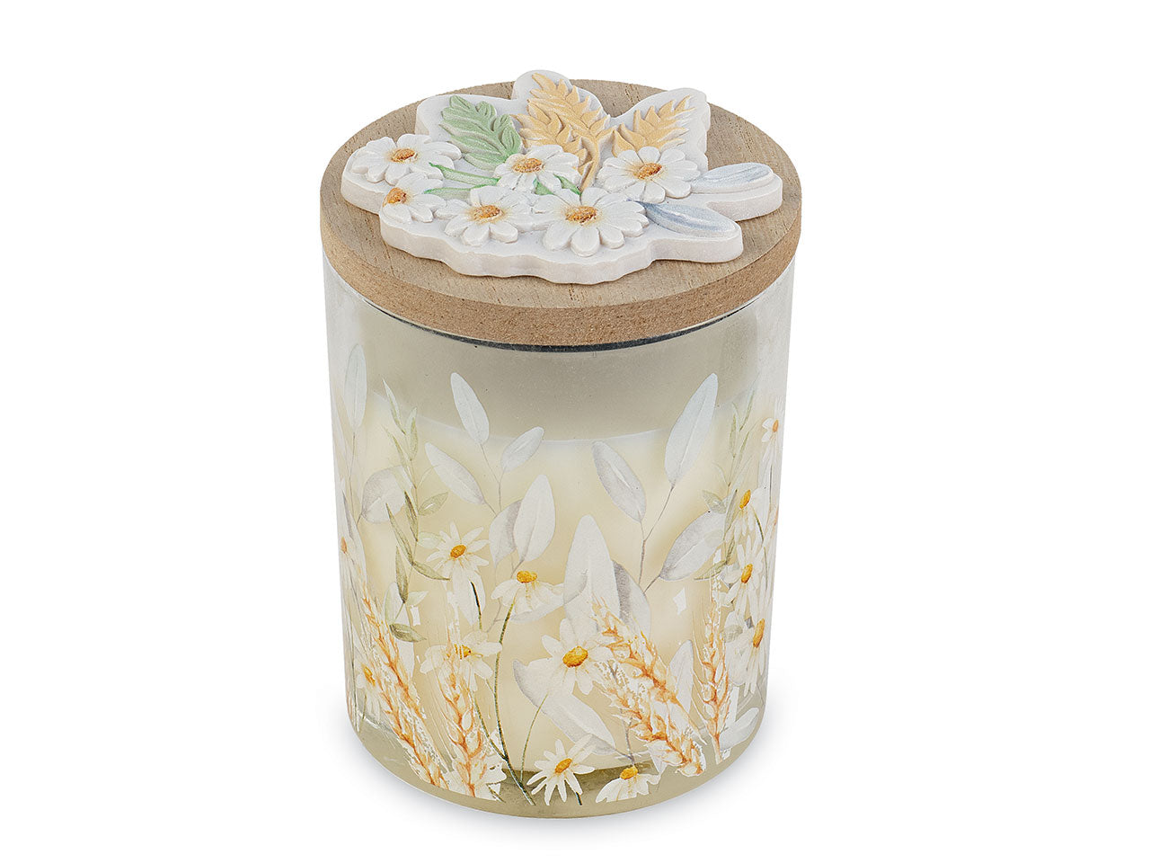 Candela vetro camomilla con scatola