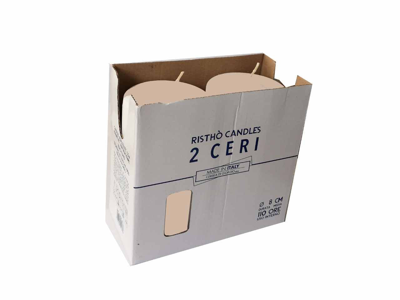 Candela moccolo 80x15cm 2 pezzi cipria